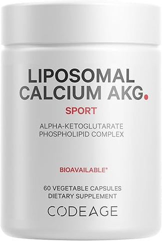 Liposomal Calcium AKG – Cálcio Alfa-Cetoglutarato – 2 Meses de Fornecimento – Entrega Lipossomal – 1 Cápsula por Porção – Não-OGM, Sem Glúten – Comprimidos de Cálcio AKG - Codeage