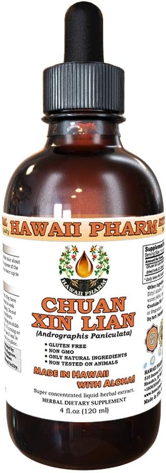 Hawaii Pharm - Chuan Xin Lian Tintura, Andrographis (Andrographis Paniculata) Extrato Líquido de Ervas, 4 oz (118 ml) – Chuan Xin Lian