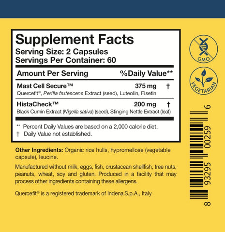 HistaQuel – Suporte para Mastócitos – Favorece a Produção Normal de Histamina - Researched Nutritionals