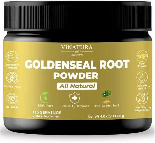 VINATURA - Pó de Raiz de Hydrastis canadensis – 113 Porções, 113g – Feito nos EUA