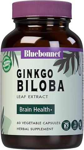 Bluebonnet - BlueBonnet Extrato de Folha de Ginkgo Biloba, 60 Cápsulas – Suplemento de Extrato de Folha de Ginkgo Biloba BlueBonnet, 60 Cápsulas