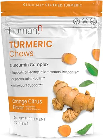 Turmeric Curcumin Chews – Alta Absorção – Sabor Laranja Cítrico – dos Criadores de SuperBeets, Saúde das Articulações, 30 Unidades - humanN