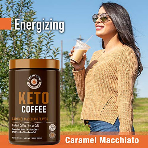 RAPID FIRE - Café Keto Instantâneo de Comércio Justo Rapid Fire – Energia, Controle de Peso, Impulsionador de Metabolismo – Manteiga de Leite de Pasto, MCTs