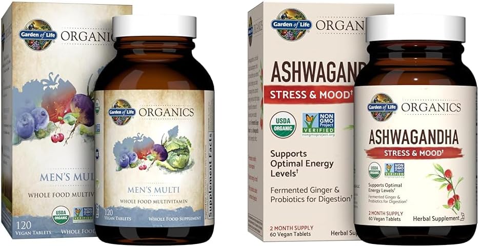 Organics – Multivitamínico Masculino 120 Comprimidos e Ashwagandha Antiestresse - Garden of Life
