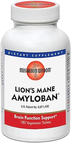 Lion’s Mane Amyloban – 180 Tabletes | Potência Cognitiva | Cogumelo do Leão | 180 comprimidos | Marca Mushroom Wisdom - Mushroom Wisdom