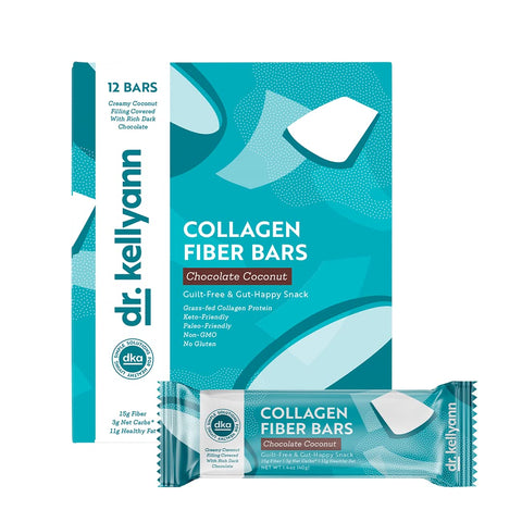Keto Barra de Colágeno de Fibra (12 barras) – Alta Fibra, Baixo Carboidrato – Sem Glúten, Não-OGM - Dr. Kellyann
