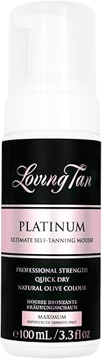 Platinum Mousse Escuro – Bronzeado Perfeito, Natural e Profissional – 5 Aplicações por Frasco – Livre de Crueldade – DHA Naturalmente Derivado - Loving Tan
