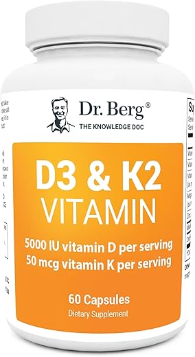 Dr. Berg Nutritionals - Dr. Berg D3 K2 Vitamina 5000 UI c/ Óleo MCT – inclui 50 mcg de Vitamina K2 MK7, Sais Biliares Purificados, Zinco