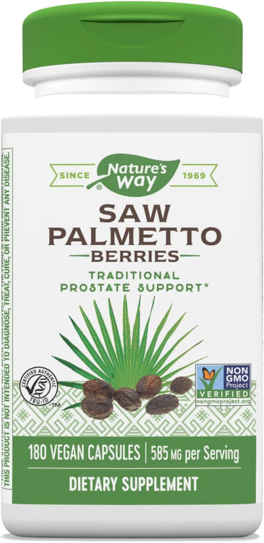 Nature's Way - Nature’s Way Saw Palmetto Berries: Suporte Tradicional à Saúde da Próstata para Homens, 585mg, 180 Cápsulas