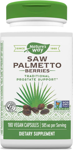 Nature's Way - Nature’s Way Saw Palmetto Berries: Suporte Tradicional à Saúde da Próstata para Homens, 585mg, 180 Cápsulas