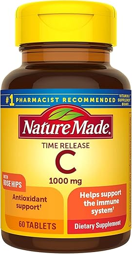 Vitamina C de Liberação Prolongada com Rosa Mosqueta, 1000mg, 60 Comprimidos (Pacote com 3) – Comprimidos de Vitamina C de Alta Potência - Nature Made