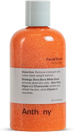 Esfoliante Facial – Limpeza Profunda e Detoxificante para o Rosto dos Homens com Vitamina C, Aloe Vera, Camomila e Algas Marinhas 240ml - Anthony
