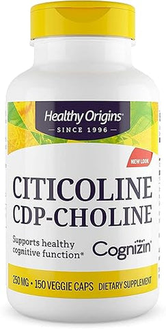 Cognizin (Citicoline), 250 mg – Suplemento para Memória com Citicolina CDP Choline – Não-OGM, Vegano | Cognizin 250 mg – Melhor Suplemento para Memória | Healthy Origins - Healthy Origins