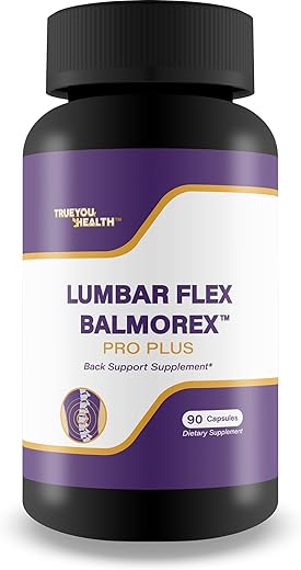 True You Health - Lumbar Flex Balmorex Pro Plus – Suplemento Natural para Suporte Lombar – Alívio de Rigidez e Dor na Região Lombar – Melhores Comprimidos para as Costas – 60g