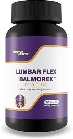 True You Health - Lumbar Flex Balmorex Pro Plus – Suplemento Natural para Suporte Lombar – Alívio de Rigidez e Dor na Região Lombar – Melhores Comprimidos para as Costas – 60g