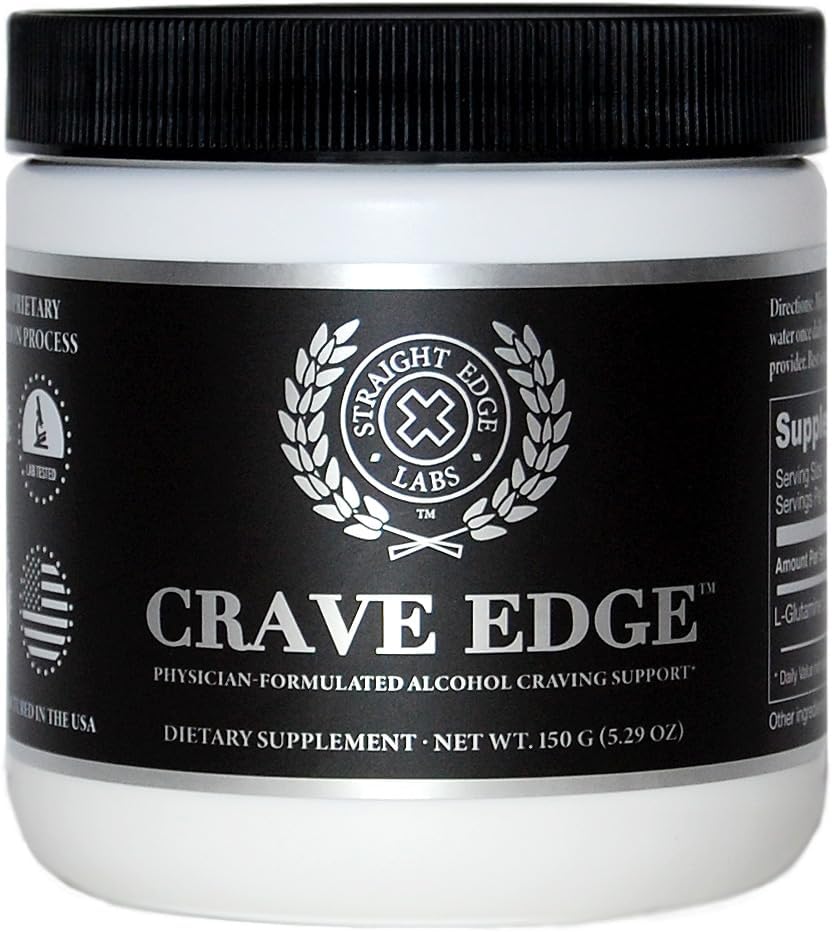 Straight Edge Labs - Crave Edge – Suporte para Redução do Desejo por Álcool | Fórmula Médica | Bebida Substituta Anti Álcool | Pare de Beber Álcool | Desintoxicação do Fígado | Ação Rápida | Sem Comprimidos Grandes ou Sabor Ruim | 150g