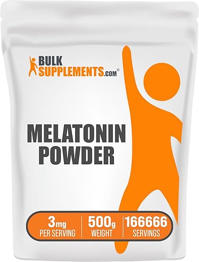 com Melatonina em Pó – Suplemento para Dormir, Melatonina para Adultos, 3 mg de Melatonina – Vegana, Pura - BulkSupplements