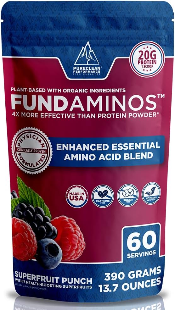 PureClean Performance - FundAminos Blend Orgânico 100% – Potencialize sua saúde com aminoácidos essenciais – 100g