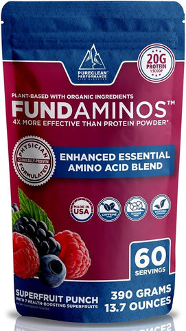 PureClean Performance - FundAminos Blend Orgânico 100% – Potencialize sua saúde com aminoácidos essenciais – 100g