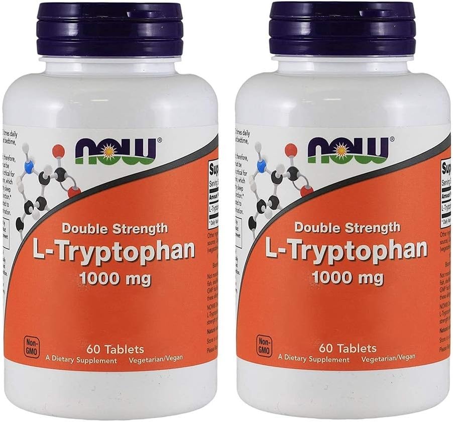 L-triptofano 1000mg, Comprimidos, 60 unidades [Saúde e Beleza] (Pacote com 2) - NOW Foods