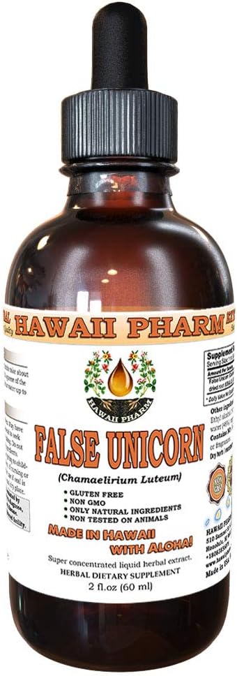 Hawaii Pharm - Extrato Líquido de Unicórnio Falso, Pó de Raiz de Unicórnio Falso (Chamaelirium Luteum) Tintura 2 oz