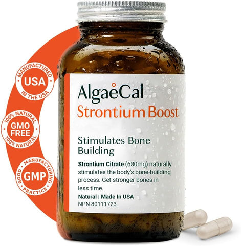 ALGAECAL - AlgaeCal – Suplemento Natural de Estrôncio para Aumento da Densidade Óssea, Citrato de Estrôncio 680 mg, Fácil de Engolir para a Saúde Óssea