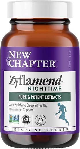 Zyflamend Nighttime – Suporte para o Sono com Cúrcuma, Valeriana, Melissa e Manjericão Sagrado, Cápsulas Vegetarianas, 60 Unidades - New Chapter