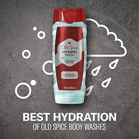 Body Wash Hydro para Homens, Fragrância Pure Sport Plus, Coleção Trabalho Incansável, 473 ml (Pack com 4 unidades) - Old Spice