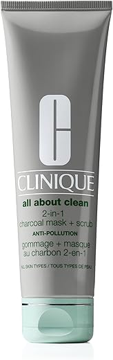 Clinique All About Clean Máscara Esfoliante e Esfoliante Facial 2 em 1 com Carvão Ativado – 100g