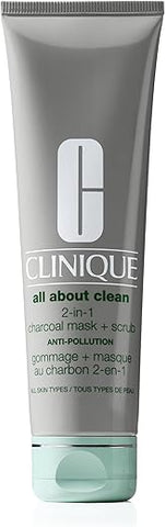 Clinique All About Clean Máscara Esfoliante e Esfoliante Facial 2 em 1 com Carvão Ativado – 100g