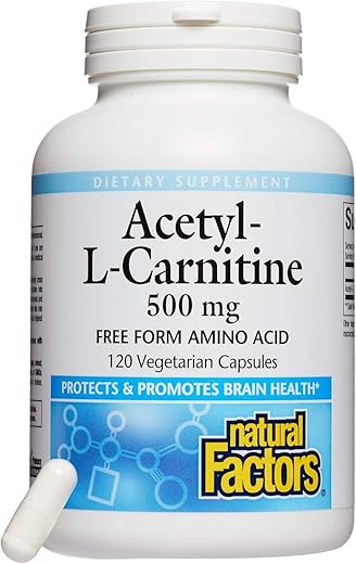 Acetyl L-Carnitine 500 mg – Melhora a Memória, Concentração e Função Cerebral – 120 cápsulas (60 porções) - Natural Factors