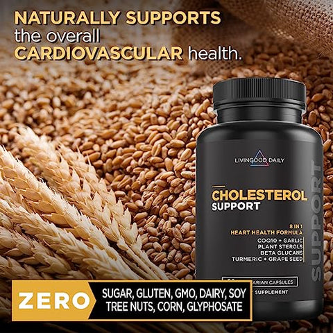 Support – Suplemento para Saúde com Beta Glucanos, Esterois de Pinho, CoQ10 e Raiz de Alho – LDL | 60 cápsulas | Marca Livingood - Livingood Daily