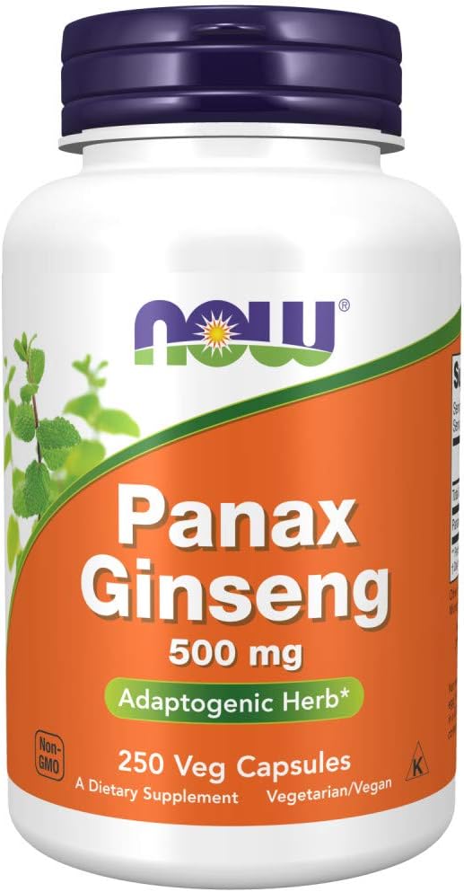 Suplementos, Panax Ginseng (Raiz) 500 mg, Erva Adaptogênica*, 250 Cápsulas Vegetais - NOW Foods