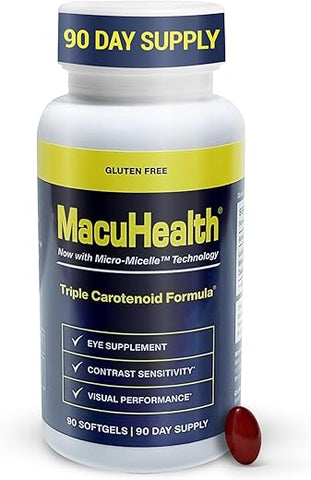 Fórmula Triplo Carotenoide – Vitaminas para os Olhos de Adultos – 90 Softgels, 3 Meses de Suprimento - Macuhealth