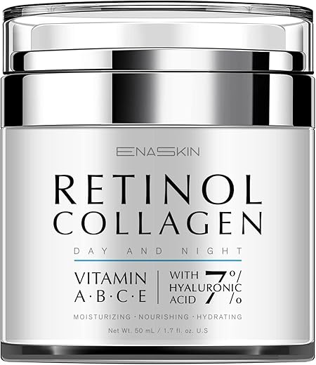 Creme Retinol para Rugas: Creme Facial de Colágeno para Firmar a Pele – Hidratante Facial Anti-Envelhecimento Dia e Noite para Mulheres e Homens 50ml, Cinza Claro - EnaSkin