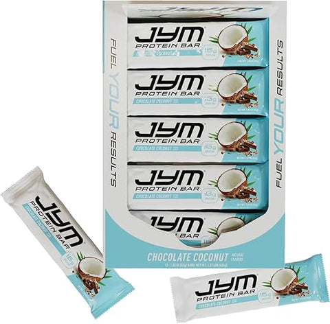 JYM Supplement Science - Barra de Proteína JYM, Coco Chocolate, Amigo da Dieta, Lanche Sem Culpa, Para Homens