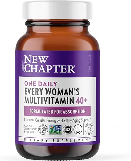 Multivitamínico Feminino 40+ para Energia, Envelhecimento Saudável e Suporte Imunológico com 20 Nutrientes — Every Woman’s One Daily 40, Suave no Estômago, 48 Comprimidos - New Chapter
