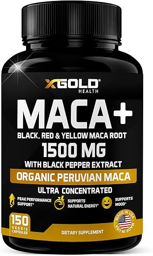 X Gold Health - X Gold Saúde Cápsulas de Pó de Raiz de Maca Orgânica 1500mg com Preto | Vermelho | 100g