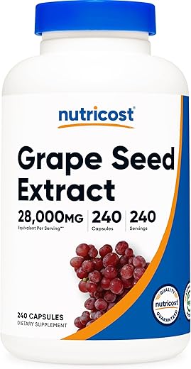 Extrato de Semente de Uva 28.000mg, 240 Cápsulas – Livre de Transgênicos, Sem Glúten, Amigo dos Vegetarianos - Nutricost
