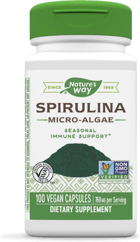 Nature's Way - Nature’s Way Spirulina Micro-Alga, 760 mg por porção – Energia natural e vitalidade
