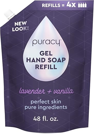 Sabonete Líquido Orgânico Puracy, Higienizador Profissional de Mãos, Gel Natural Hidratante para Lavar as Mãos, Recargas de Sabonete Líquido para Pele Macia (Recarga Lavanda)