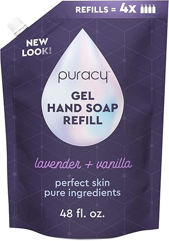 Sabonete Líquido Orgânico Puracy, Higienizador Profissional de Mãos, Gel Natural Hidratante para Lavar as Mãos, Recargas de Sabonete Líquido para Pele Macia (Recarga Lavanda)