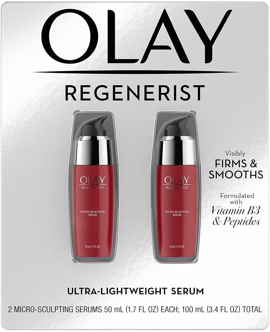 Regenerist Serum Micro-Sculpting, 2-Pack, Hidratante Anti-Envelhecimento Ultraleve, 100ml (3.4 FL OZ) Total - Olay