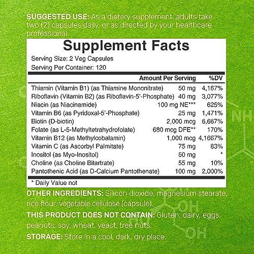 DEAL SUPPLEMENT - Bioactive Vitamin B Complex – 240 Cápsulas Vegetarianas – Complexo Multivitamínico B Metilado – Marca: [Nome da Marca]