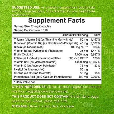 DEAL SUPPLEMENT - Bioactive Vitamin B Complex – 240 Cápsulas Vegetarianas – Complexo Multivitamínico B Metilado – Marca: [Nome da Marca]