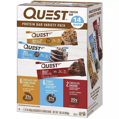 Barras de Proteína Quest Sem Glúten, Pack Sortido | 6 Cookie Dough de Chocolate Chip, 6 Cookies | 12 Unidades | Embalagem Variada - JÁCLER