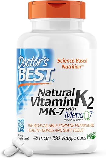 Doctor's BEST - Doctor’s Best Cápsula de Vitamina K2 Mk-7 Natural, Suporte para a Saúde Óssea
