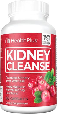 Advanced Kidney Cleanse com Extrato de Cranberry, Raiz de Cúrcuma e CoQ10, Ajuda a Apoiar a Função Saudável dos Rins - Health Plus