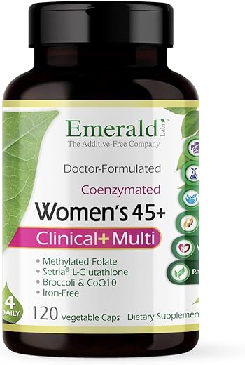 Emerald Laboratories - Emerald Labs – Multivitamínico Clínico para Mulheres 45+ com CoQ10, Vitaminas B e L-Glutathione para Saúde Cardíaca, Fortalecimento Ósseo e Função Metabólica – 120 Cápsulas Vegetais