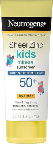 Protetor Solar Infantil Neutrogena Sheer Zinc Oxide FPS 50, Resistente à Água por 80 Minutos, Livre de Fragrâncias e Lágrimas, 90 ml